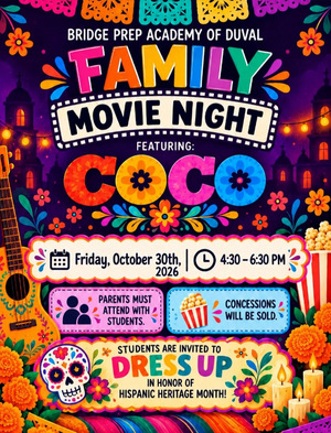 Family movie night flyer featuring Coco