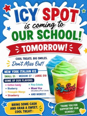 ICY SPOT IS COMING TO OUR SCHOOL